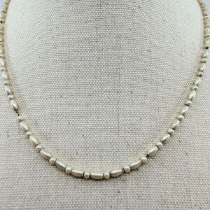 Vintage Faux Pearl Strand Necklace Rice Bead Bar Cream‎ Off White Classic Retro